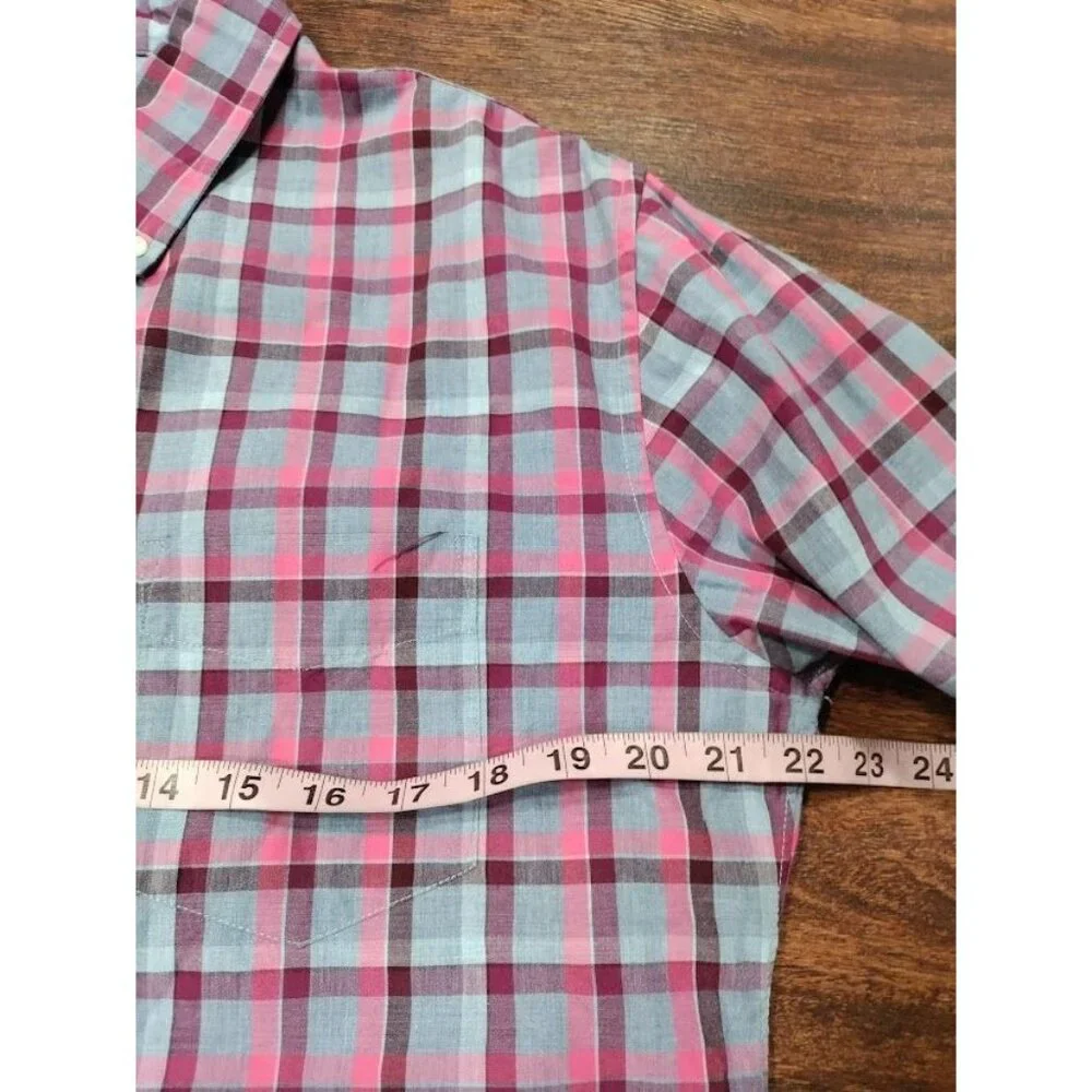 Bonobos Plaid Slim Fit Long Sleeve Button Down Shirt Blue/Pink Men's L Short - Picture 8 of 10